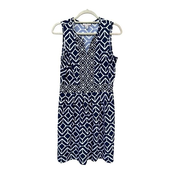 JUDE CONNALLY BETH SHIFT DRESS IN GRAND LINK NAVY size medium career preppy - Picture 2 of 8